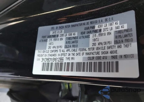 2025 Mazda Cx-30 2.5 S Preferred Package z USA, uszkodzony, nr VIN 3MVDMBCMXSM812355